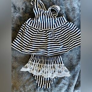 New without tags black and white striped matching top and shorts size 9-12M